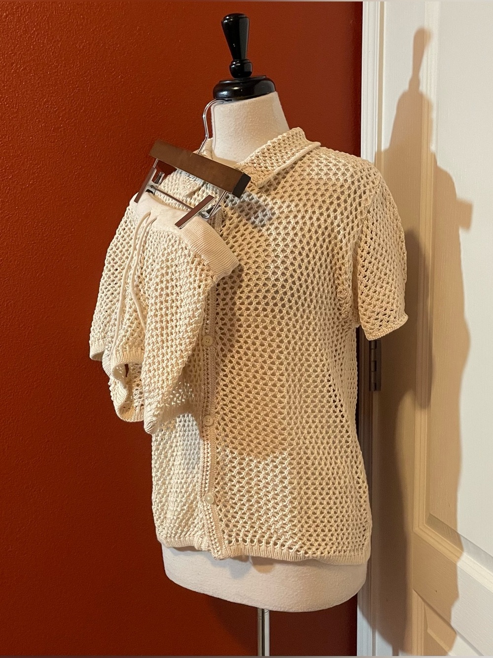 Dandy Del Mar Women’s Malaga Beige Open Weave Crotchet Knit Coastal Beach Set